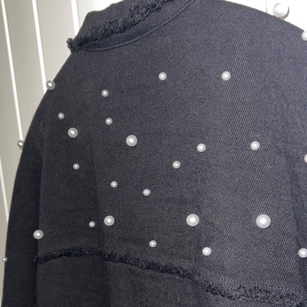 SHEIN Black Denim Jacket with Pearls!! - Picture 10 of 11
